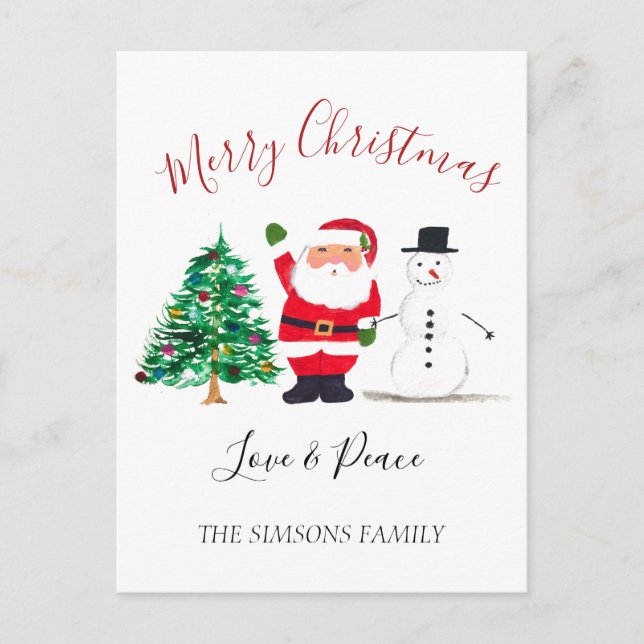 Cartes Pour Fêtes Annuelles Joyeux Noël Père Noël Snowman (Devant)