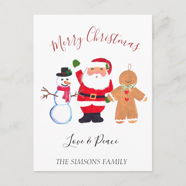 Cartes Pour Fêtes Annuelles Joyeux Noël Père Noël Snowman (Devant)