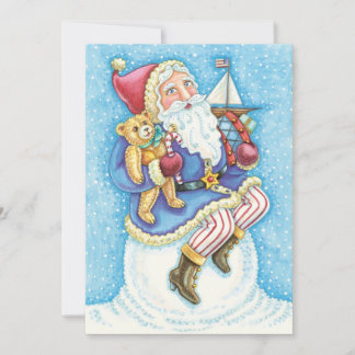 Cartes Pour Fêtes Annuelles Joyeux Noël, Père Noël sur boule de neige avec jou