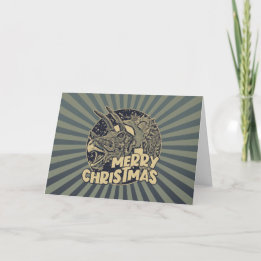 Cartes Pour Fêtes Annuelles Joyeux Noël Père Noël Triceratops Dinosaur