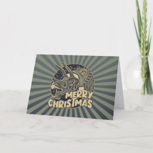 Cartes Pour Fêtes Annuelles Joyeux Noël Père Noël Triceratops Dinosaur
