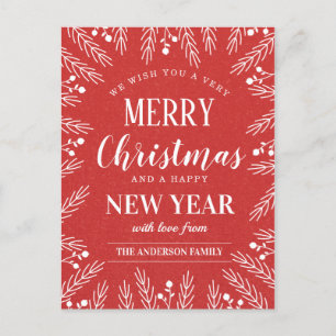 Cartes Pour Fêtes Annuelles Joyeux Noël personnalisé Bonne Année
