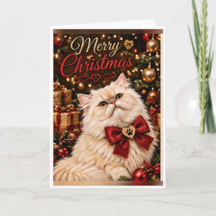Cartes Pour Fêtes Annuelles Joyeux Noël personnalisé Chat Persan plié Ho