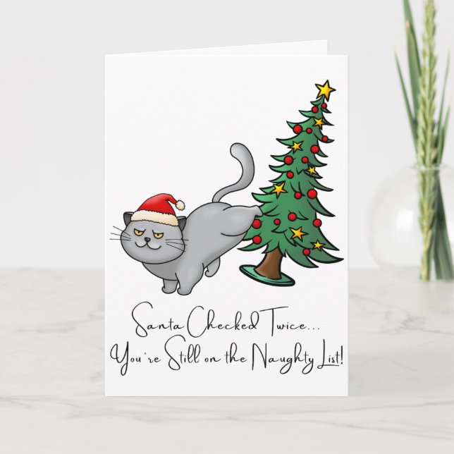Cartes Pour Fêtes Annuelles Joyeux Noël personnalisé chat vilain pour les amis (Devant)