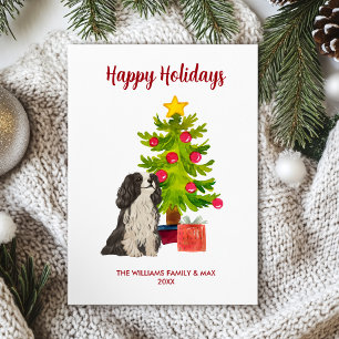 Cartes Pour Fêtes Annuelles Joyeux Noël personnalisé Famille Chien Épagneul