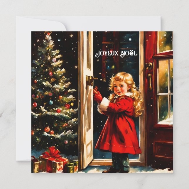 Cartes Pour Fêtes Annuelles Joyeux Noël - petite fille (Devant)