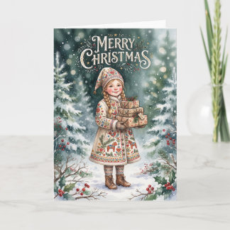 Cartes Pour Fêtes Annuelles Joyeux Noël Petite Fille