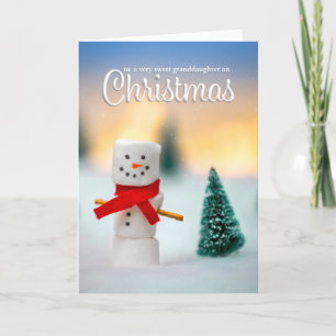 Cartes Pour Fêtes Annuelles Joyeux Noël Petite-fille Bonhomme de neige en guim