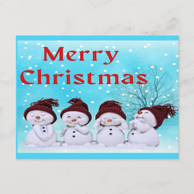 Cartes Pour Fêtes Annuelles Joyeux Noël Petits Bonshommes de Neige Mignons     (Devant)