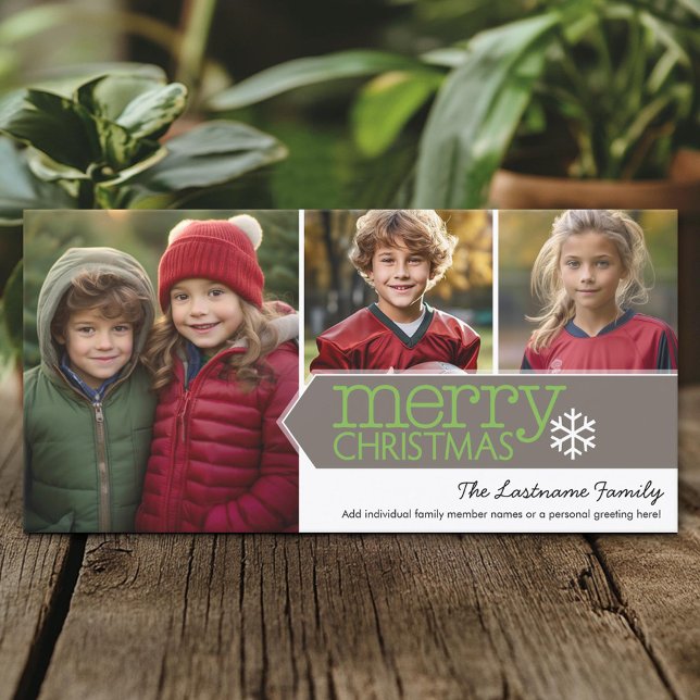 Cartes Pour Fêtes Annuelles Joyeux Noël Photo - 3 photos (Custom Holiday Photo Card)