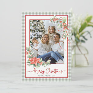 Cartes Pour Fêtes Annuelles Joyeux Noël photo à carreaux en vichy vert