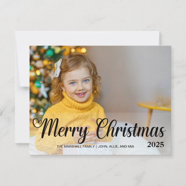 Cartes Pour Fêtes Annuelles Joyeux Noël Photo Année Poinsettias (Devant)