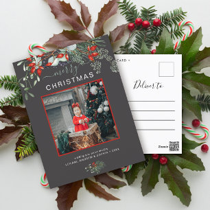 Cartes Pour Fêtes Annuelles Joyeux Noël Photo Aquarelle Gris