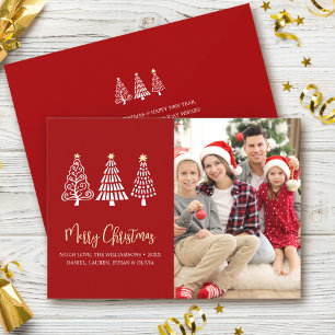 Cartes Pour Fêtes Annuelles Joyeux Noël Photo Arbres Fantaisistes Script