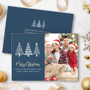 Cartes Pour Fêtes Annuelles Joyeux Noël Photo Arbres Script Fantaisie