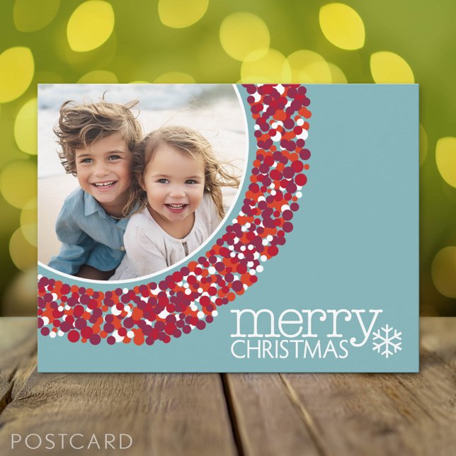 Cartes Pour Fêtes Annuelles Joyeux Noël - Photo - Berry Wreath (Holiday Photo Postcard)