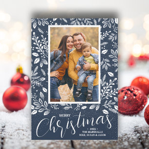 Cartes Pour Fêtes Annuelles Joyeux Noël photo bleue de la Marine