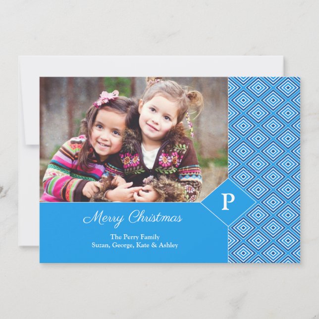 Cartes Pour Fêtes Annuelles Joyeux Noël Photo Blue Flat Card (Devant)