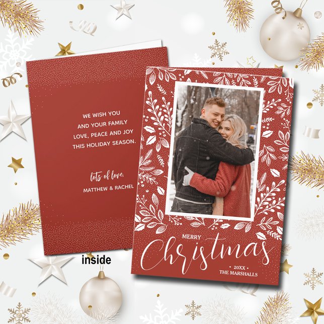 Cartes Pour Fêtes Annuelles Joyeux Noël photo botanique repliée (Créateur téléchargé)