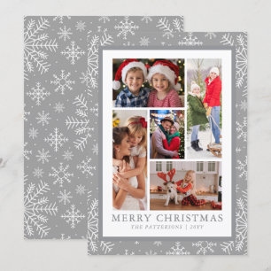 Cartes Pour Fêtes Annuelles Joyeux Noël Photo Collage Silver Snowflake