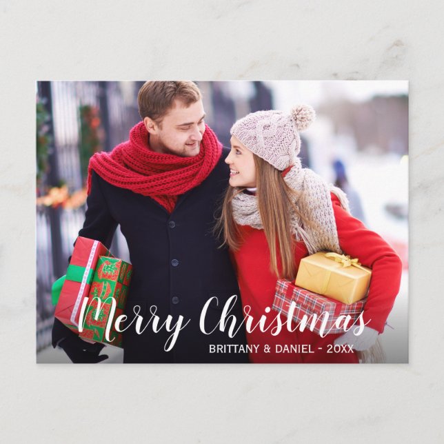 Cartes Pour Fêtes Annuelles Joyeux Noël Photo Couple Postcard WS (Devant)