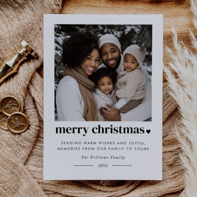 Cartes Pour Fêtes Annuelles Joyeux Noël Photo de cœur (Créateur téléchargé)