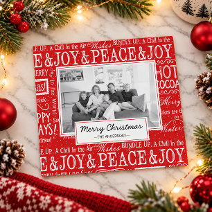 Cartes Pour Fêtes Annuelles Joyeux Noël Photo de famille avec verset rouge et
