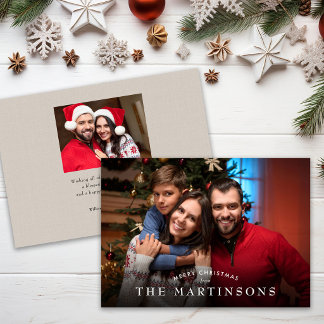 Cartes Pour Fêtes Annuelles Joyeux Noël Photo de famille Élégant Noël