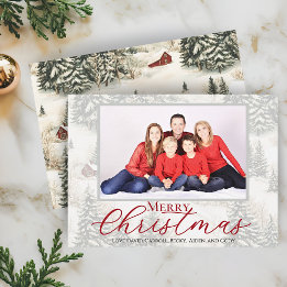 Cartes Pour Fêtes Annuelles Joyeux Noël Photo de famille rustique en bois