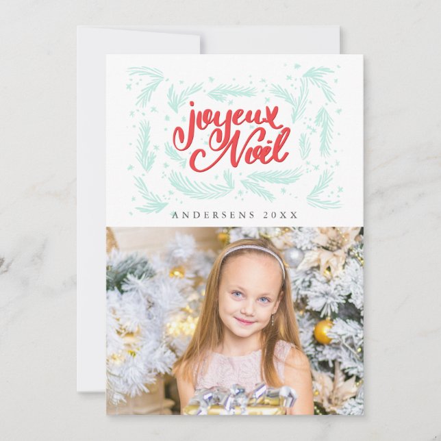 Cartes Pour Fêtes Annuelles Joyeux Noel Photo de Noël moderne scripté (Devant)