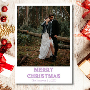 Cartes Pour Fêtes Annuelles Joyeux Noël Photo de Nouveaux Mariés Douce Lilas