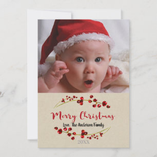 Cartes Pour Fêtes Annuelles Joyeux Noël Photo d'image de vacances rustique