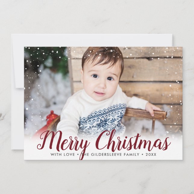 Cartes Pour Fêtes Annuelles Joyeux Noël Photo encadrée sous la neige (Devant)