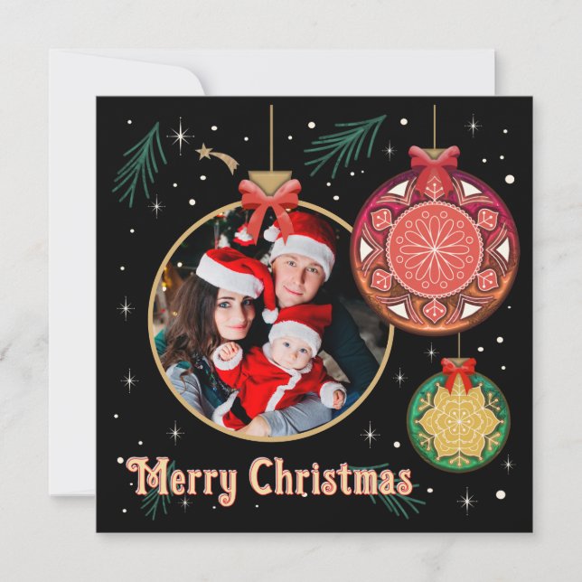 Cartes Pour Fêtes Annuelles Joyeux Noël Photo Famille amis Personnaliser (Devant)