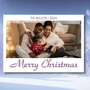 Cartes Pour Fêtes Annuelles Joyeux Noël Photo Famille Mulberry Vin Texte