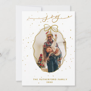 Cartes Pour Fêtes Annuelles Joyeux Noël Photo Faux-Or Fêtard