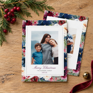 Cartes Pour Fêtes Annuelles Joyeux Noël Photo Floral Aquarelle Humeur