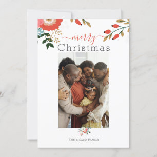 Cartes Pour Fêtes Annuelles Joyeux Noël Photo Florale