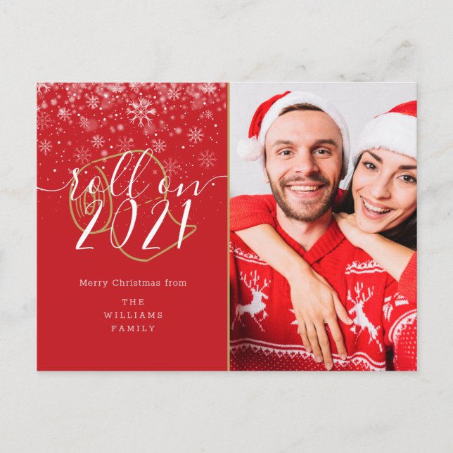 Cartes Pour Fêtes Annuelles Joyeux Noël Photo Fun Roll On New Year (Devant)