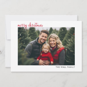 Cartes Pour Fêtes Annuelles Joyeux Noël Photo Horizontale Écriture Moderne Rou