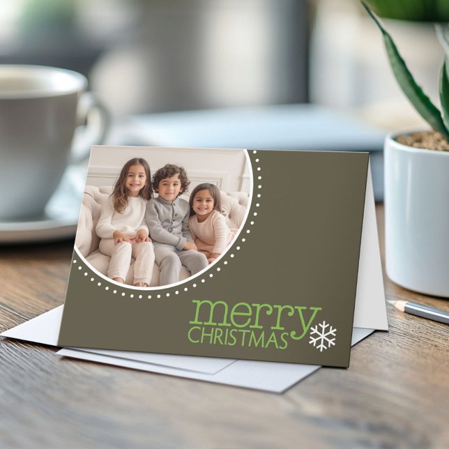 Cartes Pour Fêtes Annuelles Joyeux Noël - Photo moderne du Cercle (Custom Folded Greeting Card)