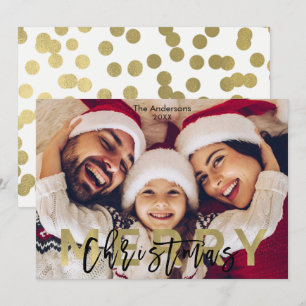 Cartes Pour Fêtes Annuelles Joyeux Noël Photo Moderne Or Image Fête