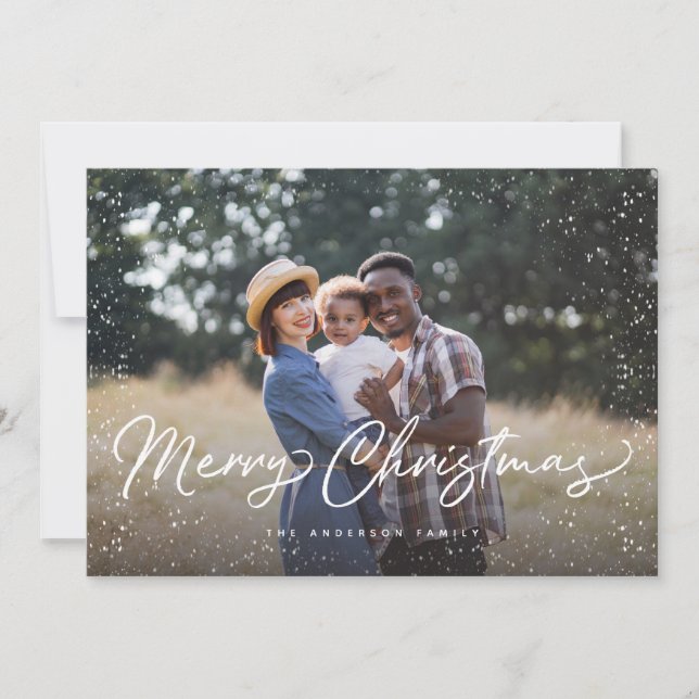 Cartes Pour Fêtes Annuelles Joyeux Noël Photo Neige (Devant)