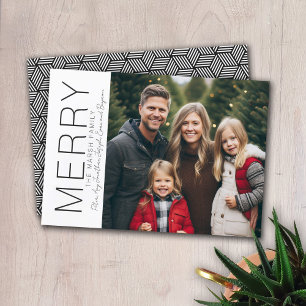 Cartes Pour Fêtes Annuelles Joyeux Noël photo noir blanc minimaliste