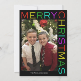 Cartes Pour Fêtes Annuelles Joyeux Noël Photo noir couleur vive moderne