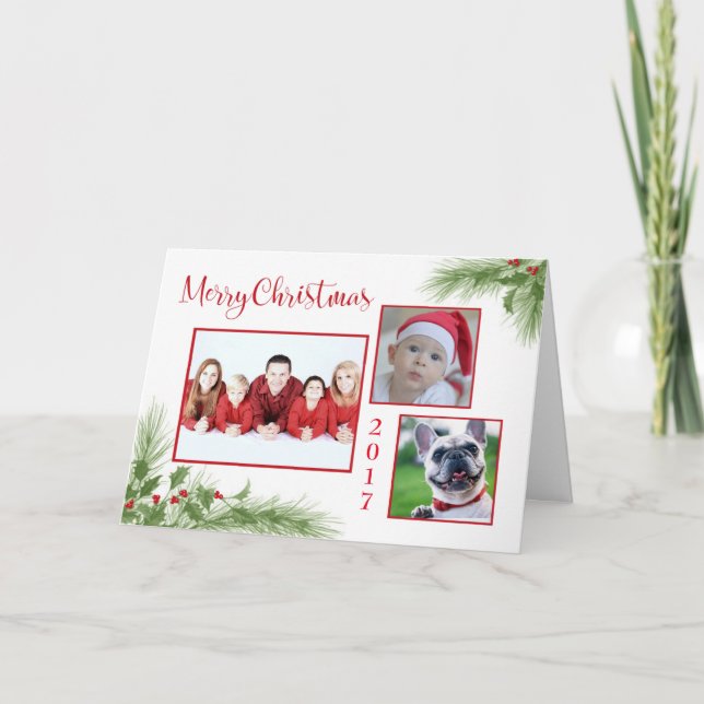 Cartes Pour Fêtes Annuelles Joyeux Noël Photo personnalisée & Année (Devant)