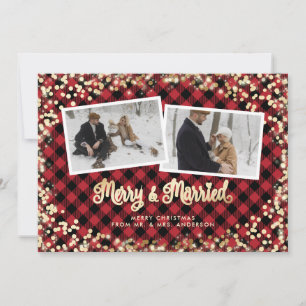 Cartes Pour Fêtes Annuelles Joyeux Noël photo rouge marié