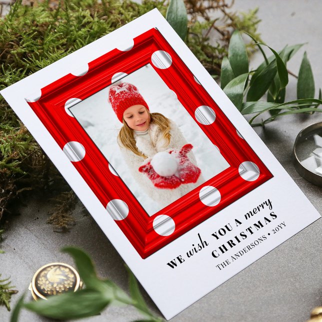 Cartes Pour Fêtes Annuelles Joyeux Noël Photo Simple Red Holiday Frame (Créateur téléchargé)