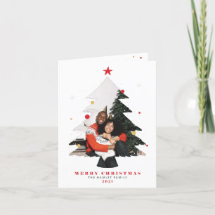 Cartes Pour Fêtes Annuelles Joyeux Noël Photo Tree Flat Holiday Card