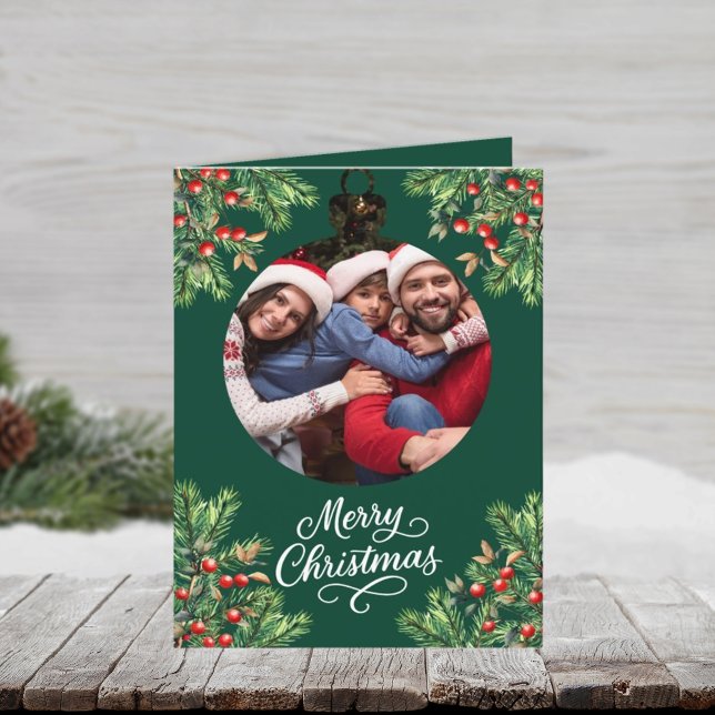 Cartes Pour Fêtes Annuelles Joyeux Noël photo verte année d'examen (Créateur téléchargé)